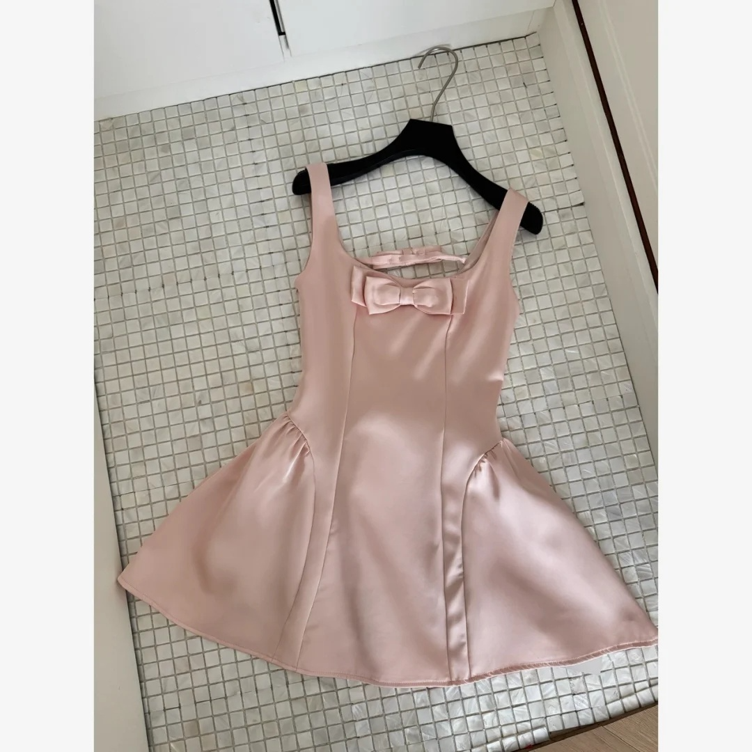 Cute A Line Straps Pink Satin Short Homecoming Dress Birthday Dress SH3149