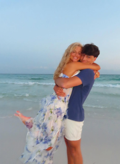 Classic Blue Floral Prom Dresses Long Evening Gown  SH962