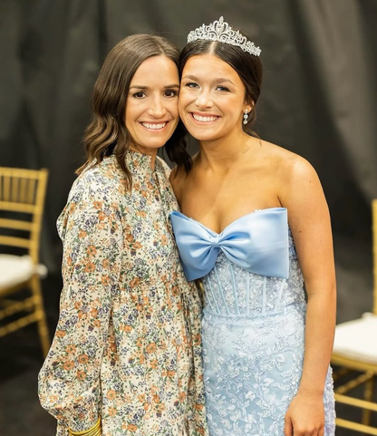 Blue Mermaid Strapless Lace Tulle Date Dress Prom Dress with Bow SH3884