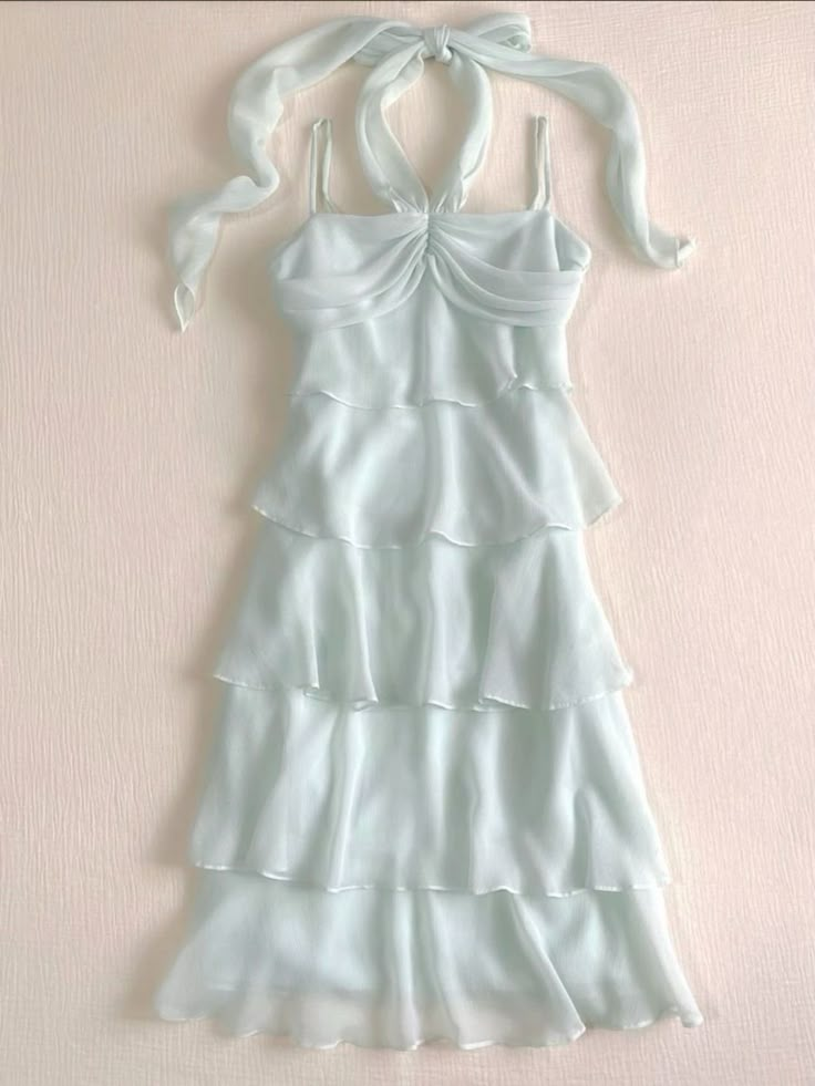 Simple Halter Light Blue Chiffon Layered Short Birthday Outfits Homecoming Dress S777