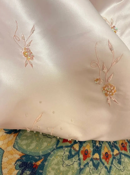 Light Pink Butterfly Beading Long Satin Ball Gown Evening Dress Party Dress gh4486