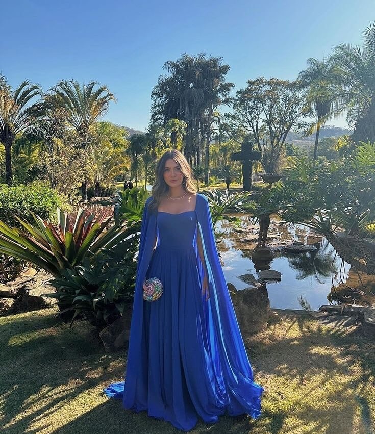 Royal Blue A-line Prom Dress Princess Chiffon Wedding Evening Party Dresses