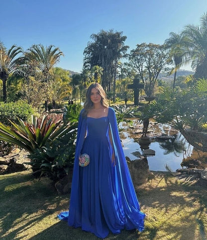 Royal Blue A-line Prom Dress Princess Chiffon Wedding Evening Party Dresses