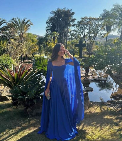 Royal Blue A-line Prom Dress Princess Chiffon Wedding Evening Party Dresses