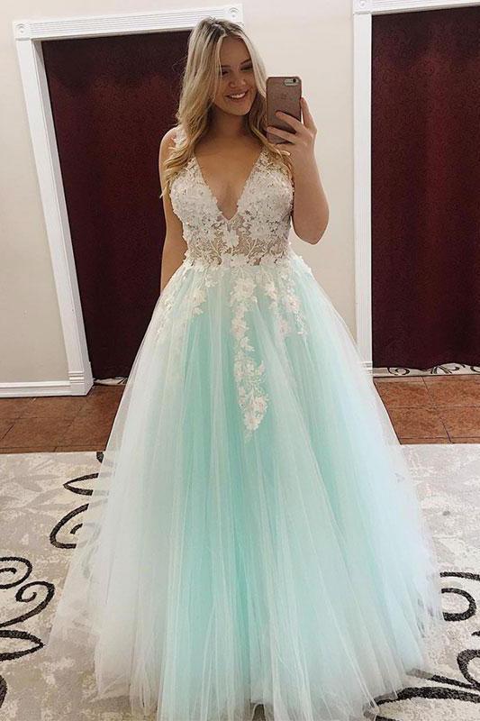 Princess Tulle Sweet 16 Dresses Plus Size Prom Dresses 3D Floral Appliques