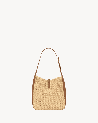 Saint Laurent Le 5 À 7 Supple Small In Raffia And Leather