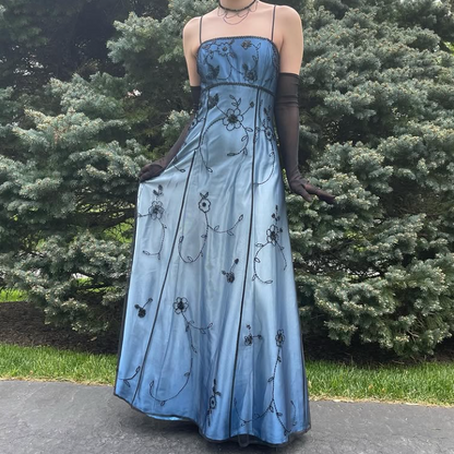 Blue/Grey Delicate Beaded Long Tulle Elegant Ball Gown Evening Dress Formal Birthday Party Dress Prom Dress gh3152