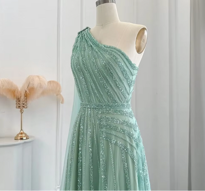 Yellow/Green/Purple shiny elegant exquisite beaded long tulle ball gown unique evening dress gh1876