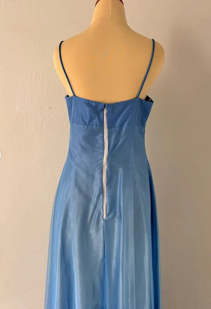 Blue Fashion Elegant Exquisite Embroidery Beading Spaghetti Strap Long Tulle prom dress Evening Gown Party Dress gh3575