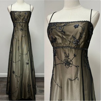 Gorgeous Vintage Ombre Beaded Long Tulle Satin Ball Gown Evening Dress Party Dress gh3429