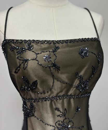 Gorgeous Vintage Ombre Beaded Long Tulle Satin Ball Gown Evening Dress Party Dress gh3429