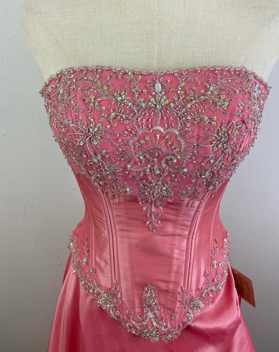 Pink Gorgeous Sparkling Exquisite Delicate Beading Long Satin Ball Gown Evening Dress Party Dress Prom Dress gh3584