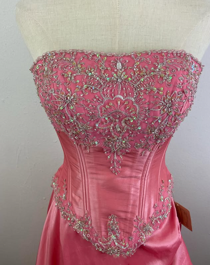 Pink Gorgeous Sparkling Exquisite Delicate Beading Long Satin Ball Gown Evening Dress Party Dress Prom Dress gh3584