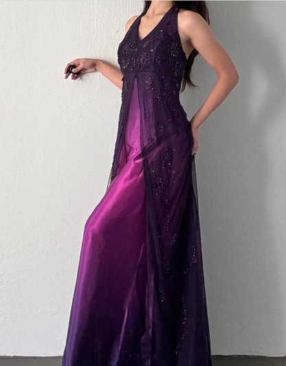 Purple Elegant Fashion Exquisite Strap Long Tulle Ball Gown Evening Dress Party Dress Prom Dress gh3589