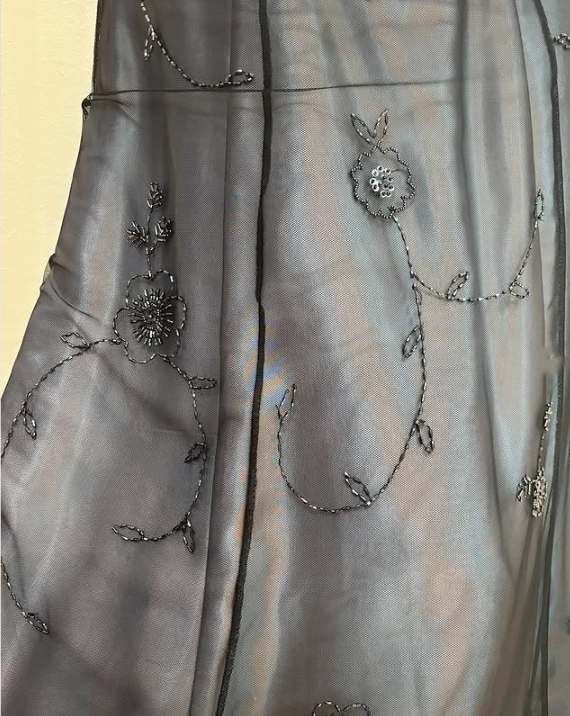 Silver Black Delicate Beaded Long Tulle Elegant Ball Gown Evening Dress Formal Birthday Party Dress Prom Dress gh3613