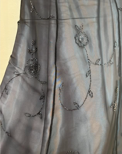 Silver Black Delicate Beaded Long Tulle Elegant Ball Gown Evening Dress Formal Birthday Party Dress Prom Dress gh3613