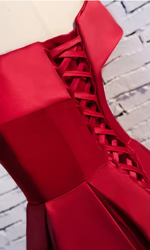 Red Elegant Fashion Simple Bow Sweet A-line Long Satin formal Ball Gown Evening Dress 8396