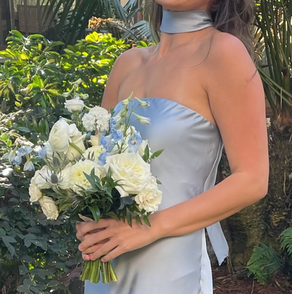Light Blue Simple Elegant Fashion Long Satin Prom Dress Evening Dress Wedding Guest Party Dress gh3631