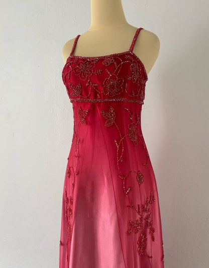 Pink Gorgeous Vintage Fashion Elegant Exquisite Beading Long Tulle Satin Ball Gown Evening Dress Party Dress Prom Dress gh3933