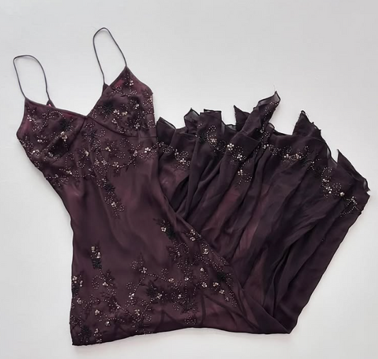 Purple Gorgeous Elegant Exquisite Beaded A-line Spaghetti Strap Long/Short Tulle Chiffon Ball Gown Birthday Party Dress Evening Dress Prom Dress gh4106