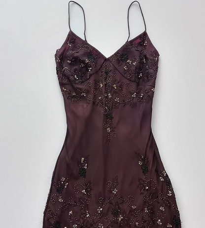 Purple Gorgeous Elegant Exquisite Beaded A-line Spaghetti Strap Long/Short Tulle Chiffon Ball Gown Birthday Party Dress Evening Dress Prom Dress gh4106