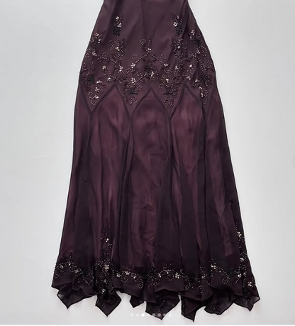 Purple Gorgeous Elegant Exquisite Beaded A-line Spaghetti Strap Long/Short Tulle Chiffon Ball Gown Birthday Party Dress Evening Dress Prom Dress gh4106