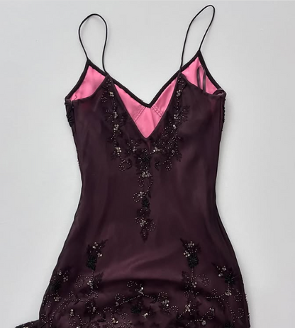 Purple Gorgeous Elegant Exquisite Beaded A-line Spaghetti Strap Long/Short Tulle Chiffon Ball Gown Birthday Party Dress Evening Dress Prom Dress gh4106