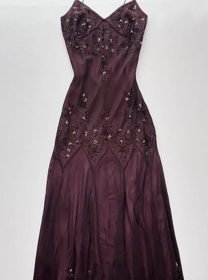 Purple Gorgeous Elegant Exquisite Beaded A-line Spaghetti Strap Long/Short Tulle Chiffon Ball Gown Birthday Party Dress Evening Dress Prom Dress gh4106