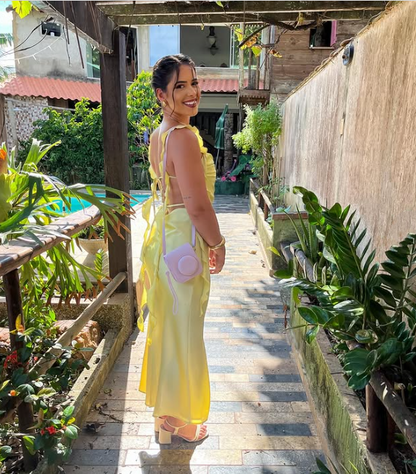 Yellow Fashion Elegant Long Slim Fit Ruffle Satin Ball Gown Evening Dress Garden Party Dress Graduation Dress Prom Dress Wedding Guest Party Dress Bridesmaid Dress gh3984