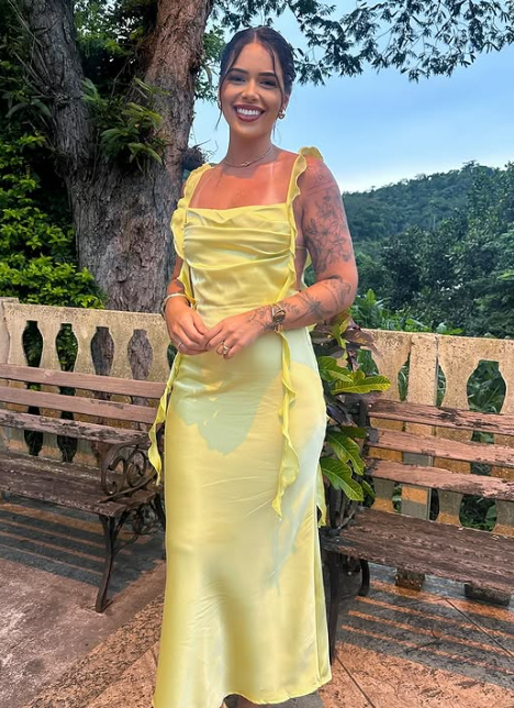 Yellow Fashion Elegant Long Slim Fit Ruffle Satin Ball Gown Evening Dress Garden Party Dress Graduation Dress Prom Dress Wedding Guest Party Dress Bridesmaid Dress gh3984