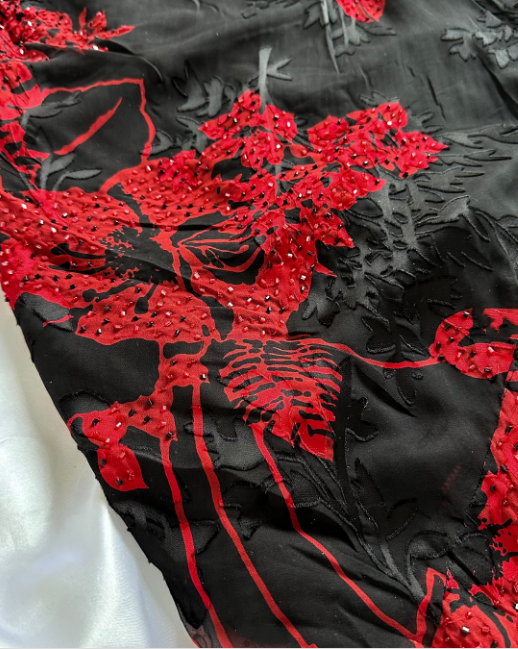 black red floral beaded long chiffon ball gown evening dress elegant chiffon birthday dress party dress gh4446