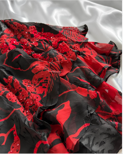 black red floral beaded long chiffon ball gown evening dress elegant chiffon birthday dress party dress gh4446