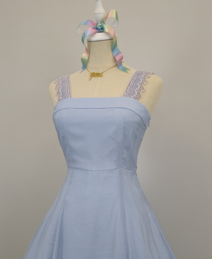 Blue lace strap short chiffon homecoming dress prom dress holiday dress gh4653