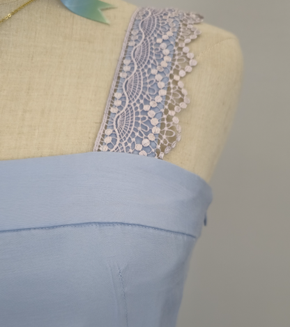 Blue lace strap short chiffon homecoming dress prom dress holiday dress gh4653