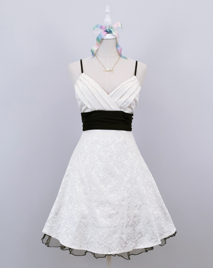White Vintage Lace Short Chiffon Pleated Homecoming Dress gh4654