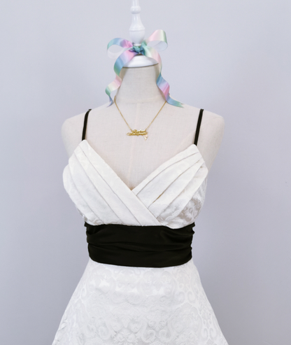 White Vintage Lace Short Chiffon Pleated Homecoming Dress gh4654