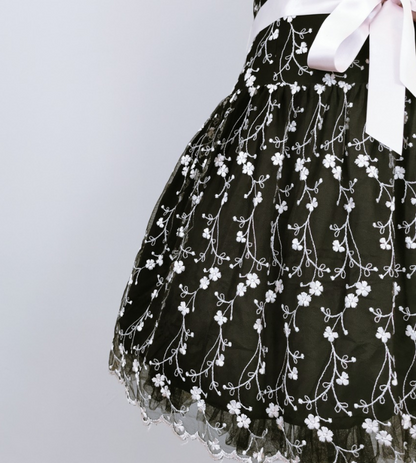 Black Vintage Floral Short Tulle Homecoming Dress gh4655