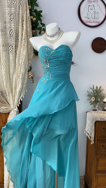Blue Fashion Elegant Long/Short Chiffon Homecoming Dress Prom Dress Birthday Party Dress Evening Dress gh4696