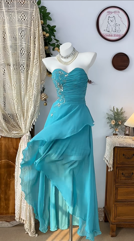 Blue Fashion Elegant Long/Short Chiffon Homecoming Dress Prom Dress Birthday Party Dress Evening Dress gh4696