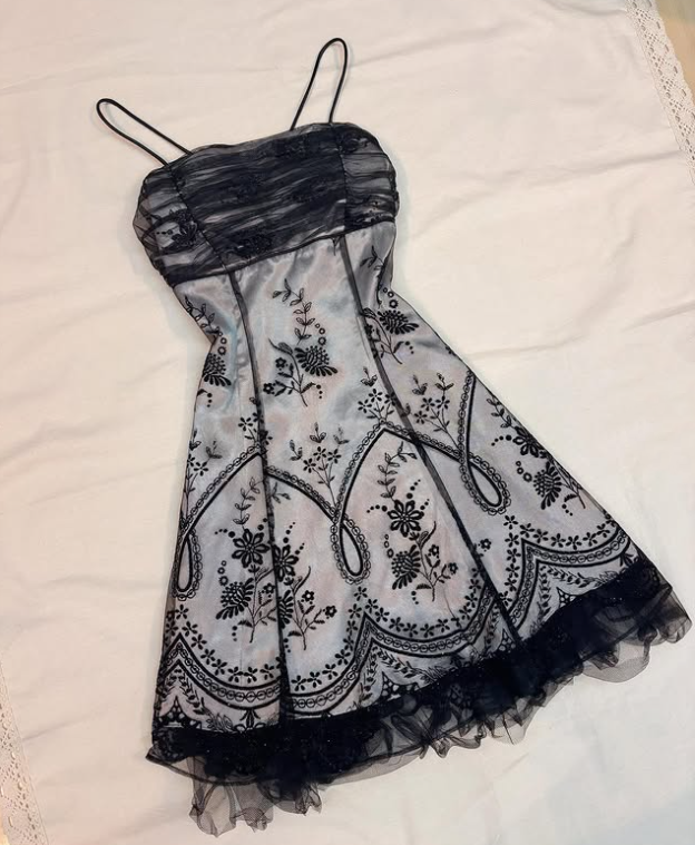 Y2K Black Grey Prom Dress Homecoming Dress Gothic Dress Fairy Dress gh4600