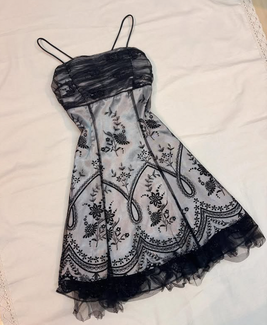 Y2K Black Grey Prom Dress Homecoming Dress Gothic Dress Fairy Dress gh4600