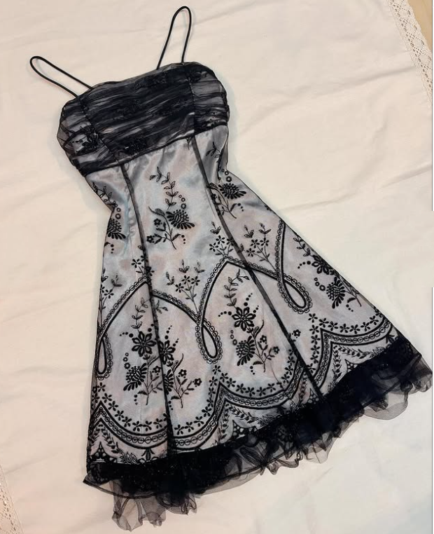 Y2K Black Grey Prom Dress Homecoming Dress Gothic Dress Fairy Dress gh4600