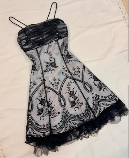 Y2K Black Grey Prom Dress Homecoming Dress Gothic Dress Fairy Dress gh4600