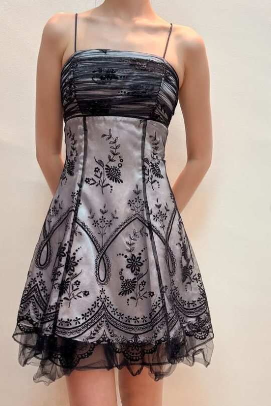 Y2K Black Grey Prom Dress Homecoming Dress Gothic Dress Fairy Dress gh4600