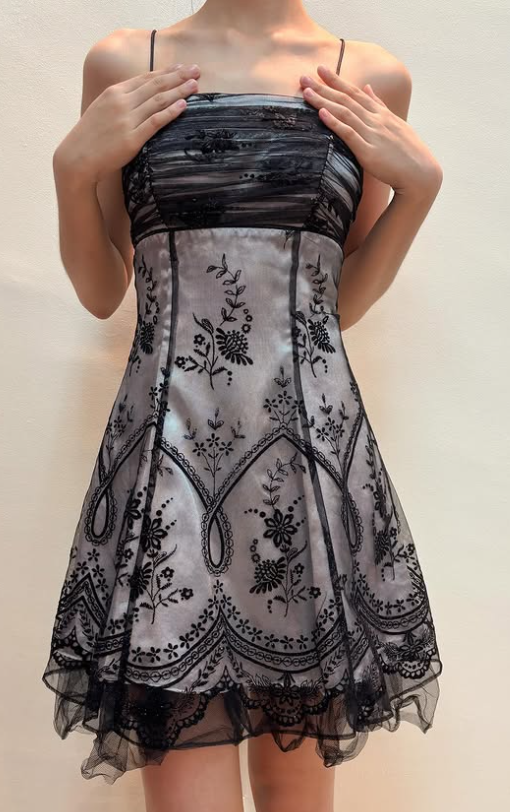 Y2K Black Grey Prom Dress Homecoming Dress Gothic Dress Fairy Dress gh4600