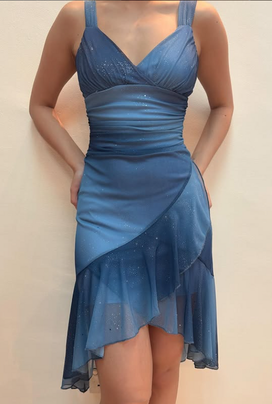 Blue Sparkling Short Chiffon Homecoming Dress Party Dress gh4743