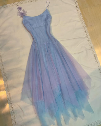 Purple Blue Fairy Short/Mid-Length Chiffon Homecoming Dress Birthday Party Dress gh4744