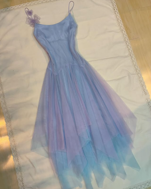 Purple Blue Fairy Short/Mid-Length Chiffon Homecoming Dress Birthday Party Dress gh4744