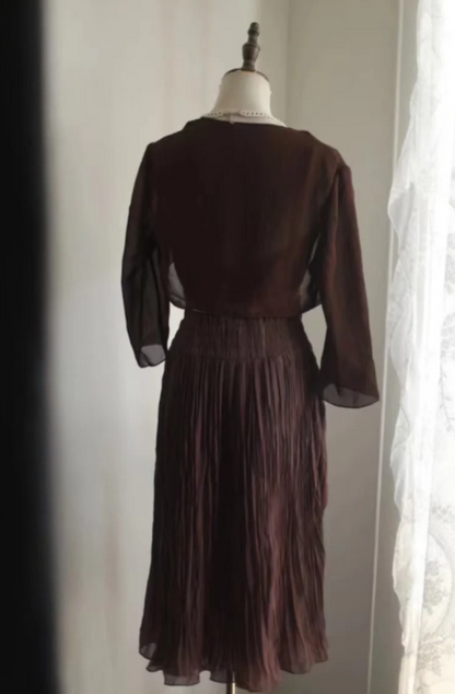 Brown Shiny Beaded Chiffon Homecoming Dress Fashion Birthday Party Dress Evening Dress gh4815