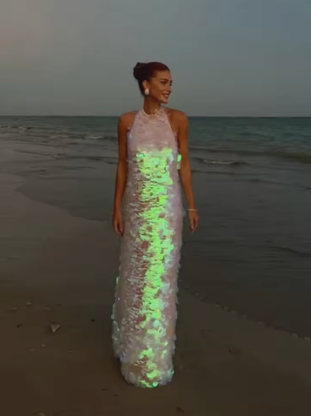 Pink Shiny Fashion Sequin Long Sling Travel Holiday/Birthday/Cocktail Party Dress gh4859